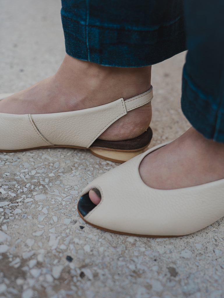 Slingback Peep Toe Marfil