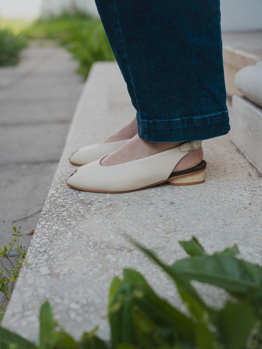 Slingback Peep Toe Marfil