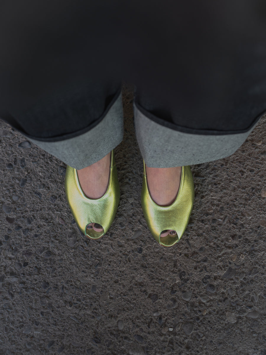 Slingback Peep Toe Verde Lima