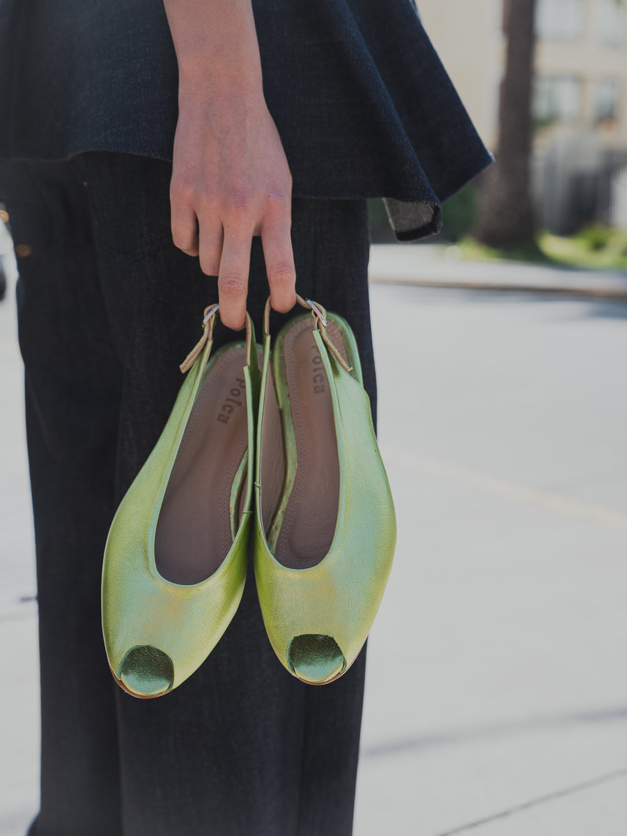 Slingback Peep Toe Verde Lima