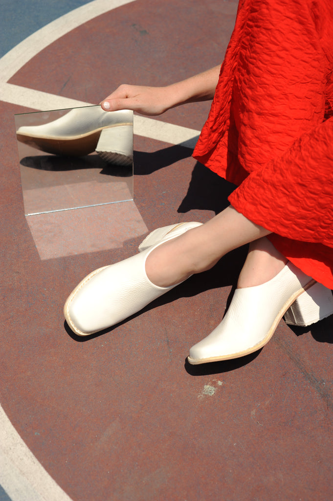 White Otti Leather Heels PAR ÚNICO