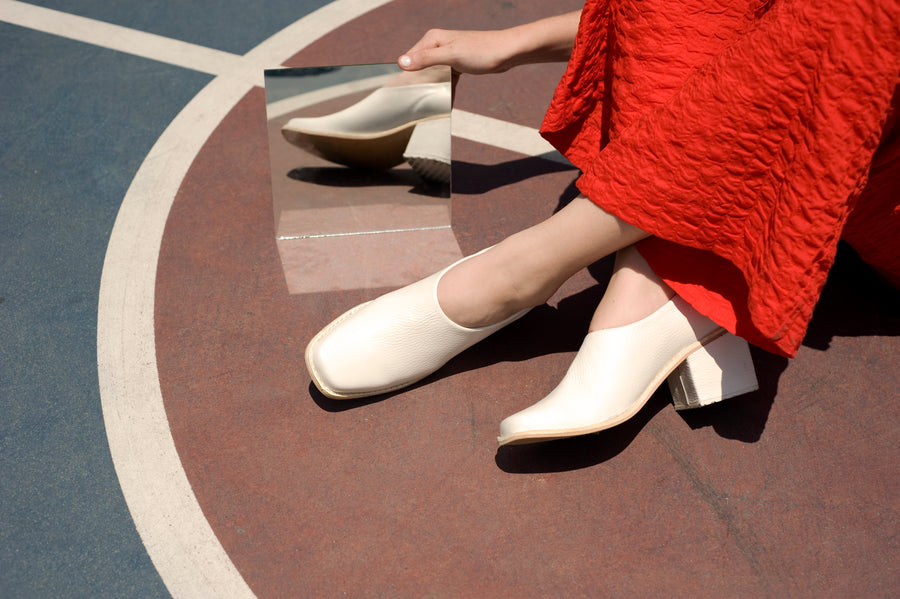 White Otti Leather Heels PAR ÚNICO